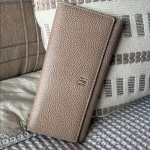 Carolina Herrera Taupe Leather Wallet